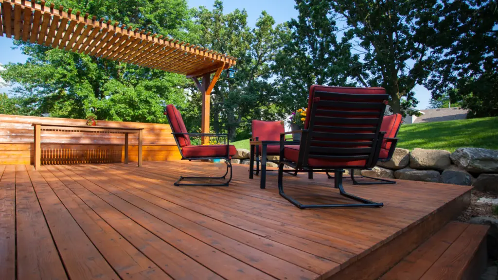 Deck after a painting and staining